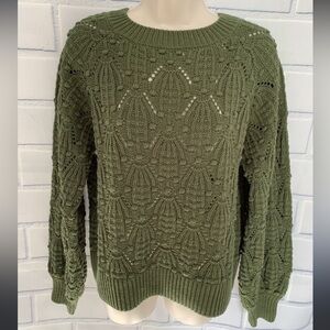 Jun & Ivy Harper Heritage Knit Sweater Green Crewneck Size M